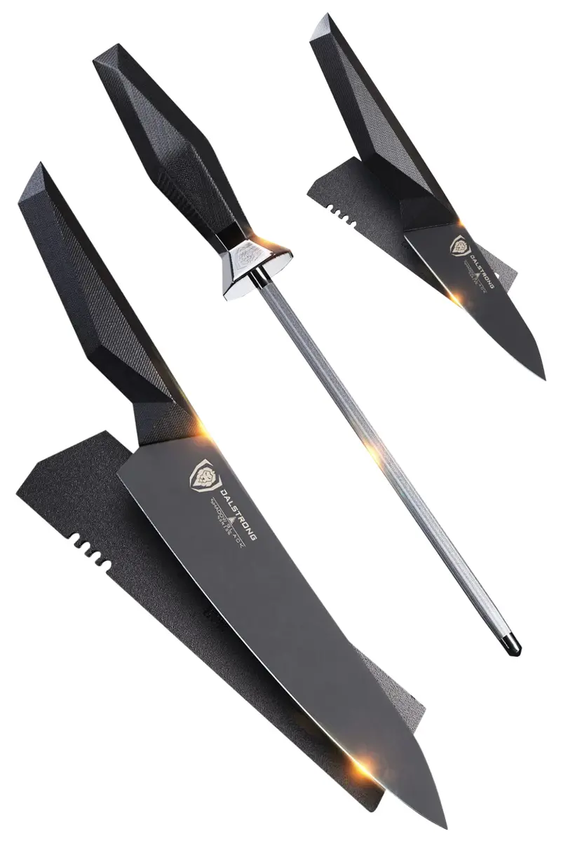 Shadow Black Bundle | 8" Chef's Knife + 3.75" Paring Knife + 9" Honing Steel 1