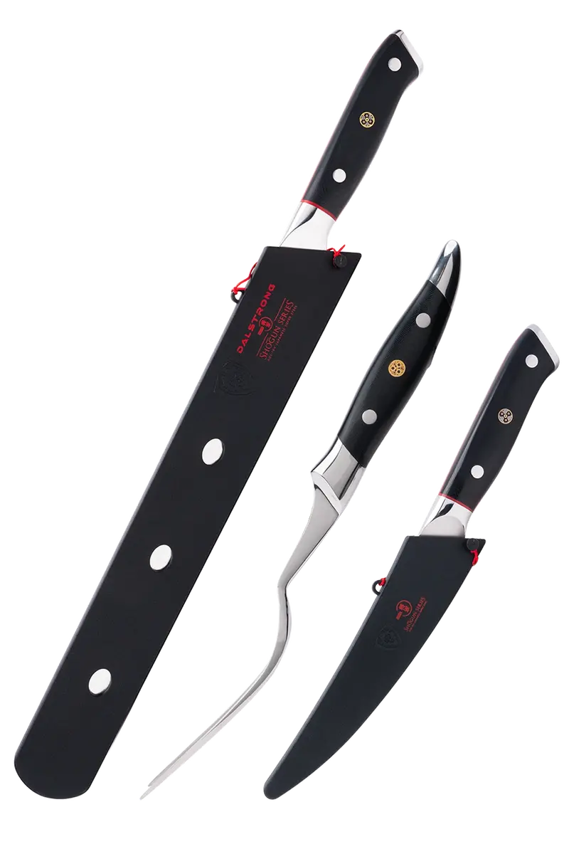 Slicing Knife 12" + Fillet Knife 6" + Meat Fork | Shogun Series | Elite 1