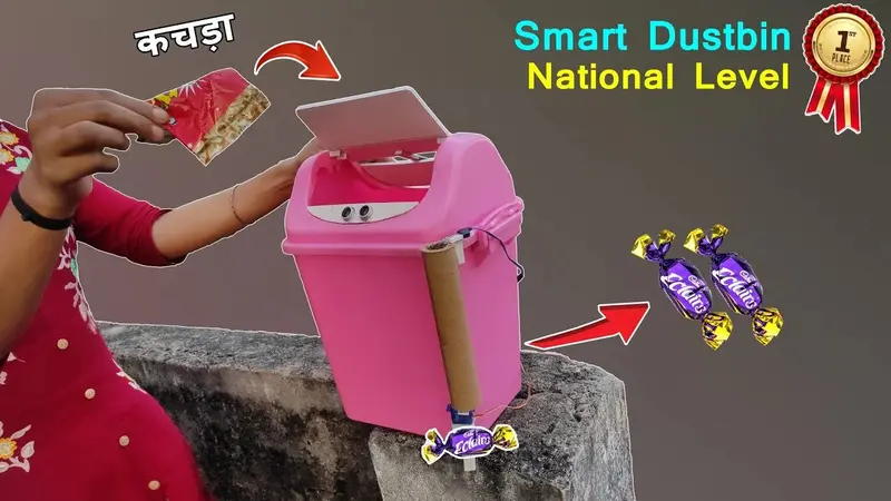 Smart Dustbin With Chocolate Science Project Kit For Students | Arduino Automatic Dustbin Stem Model For School Exhibition 1