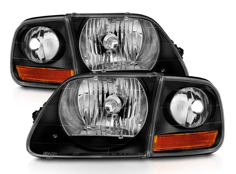 Spyder 1997-2003 Ford F-150 Crystal Headlights Black W/ Parking Lights 1