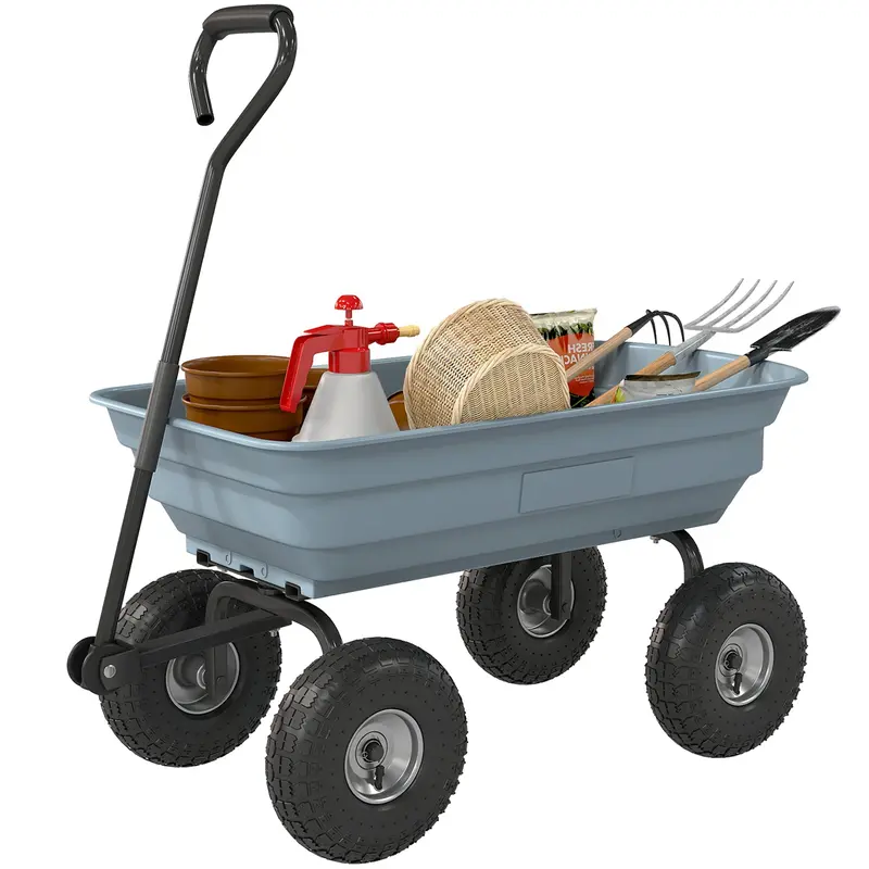 Steel Garden Cart With 10" Pneumatic Tires, 551 Lbs Capacity, Grey 2