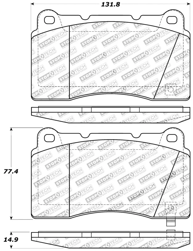 Stoptech Performance Brake Pads 2004-2007 Subaru Sti / 2003-2006 Evo 2008-2010 Evo / 2010+ Camaro (Front) 2