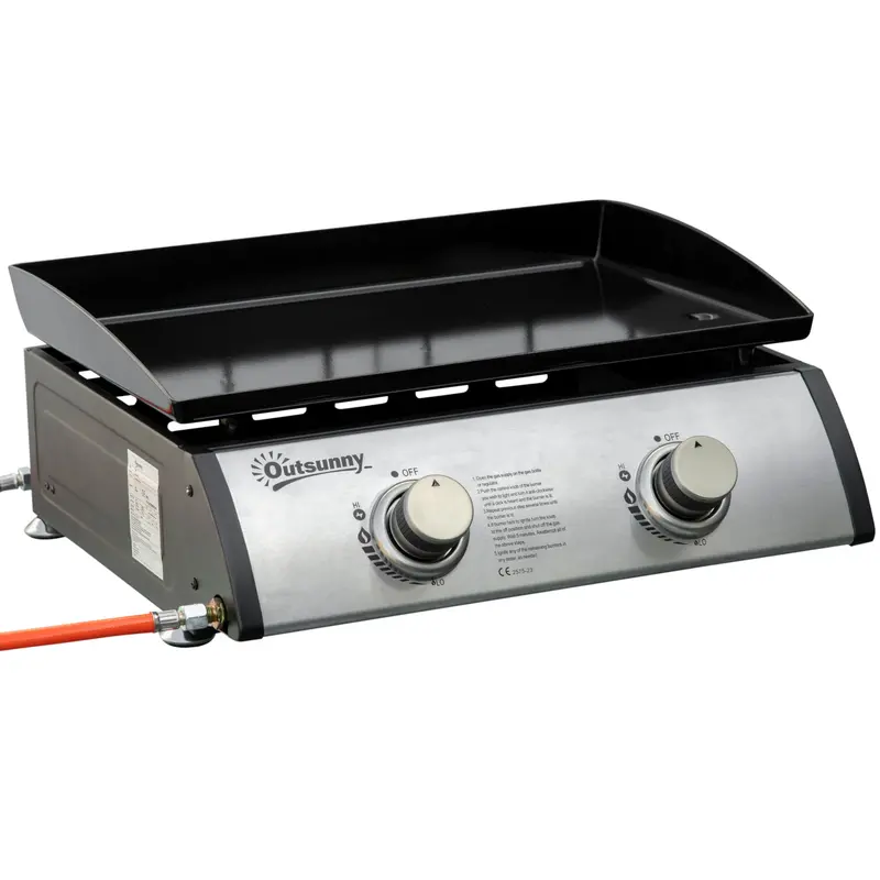 Tabletop Gas Grill With 2 Stainless Burners (90,000 Btu), Silver 1