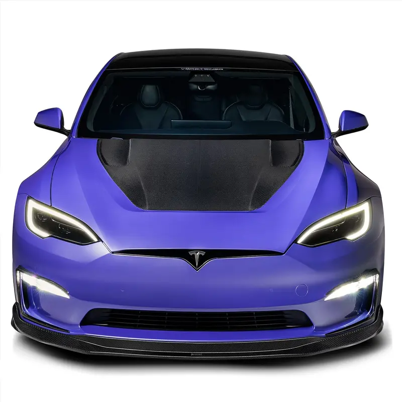 Tesla Model S Plaid Vrs Aero Hood Carbon Fiber By Vorsteiner 1