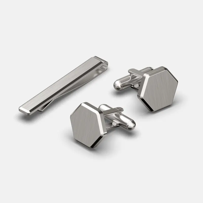 Tie Bar & Cufflinks Kit - Platinum 1