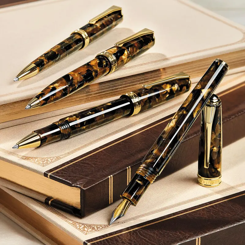 True Writer Classic Golden Dark Tortoise Fountain Pen 2