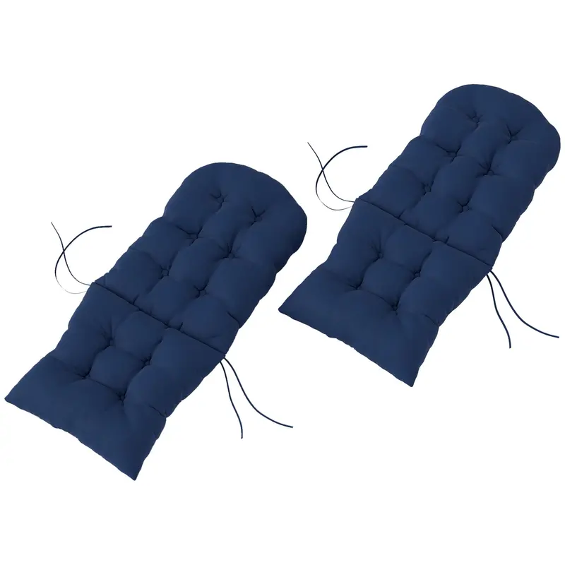 Tufted High-Back Adirondack Cushions Set Of 2, Navy, With Ties & Non-Slip 2