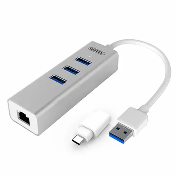 Unitek 4-In-1 Usb 3.0 Ethernet Hub With Usb-C Adapter Y-3083B 1