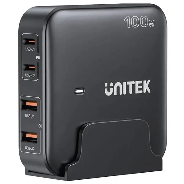 Unitek 4-Port 100W Smart Desktop Gan Iii Charging Station - Black 1