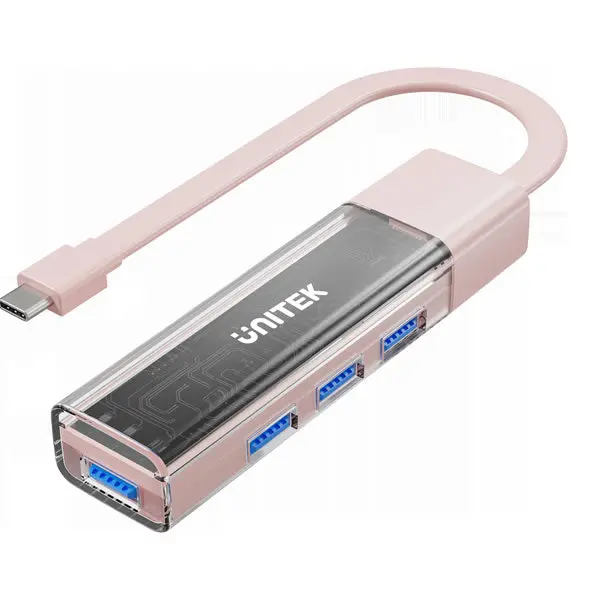 Unitek Bi-Directional Hub With Detachable Cable - Pink 1