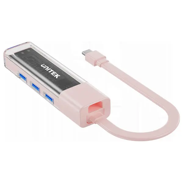 Unitek Bi-Directional Hub With Detachable Cable - Pink 2