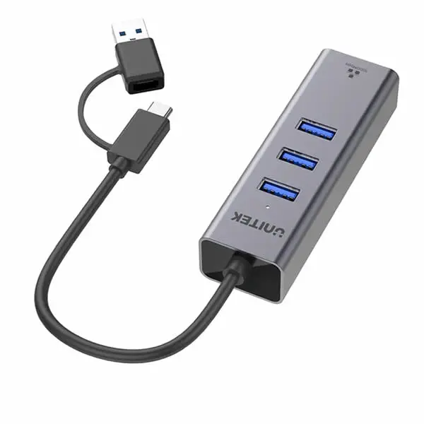Unitek Y-3088B 4-In-1 Usb Hub Type-A 5Gbps And Rj45 And Type-C To Type-A Adapter 2