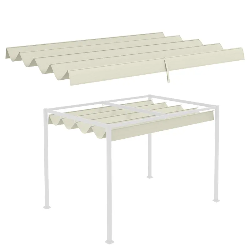 Uv30+ Retractable Canopy For 9.8' X 7.1' Pergola, Cream White 1