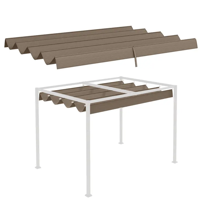Uv30+ Retractable Canopy For 9.8'X7.1' Pergola, Coffee 1
