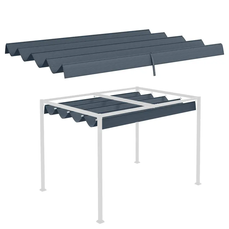 Uv30+ Retractable Canopy For 9.8'X7.1' Pergola, Dark Grey 1