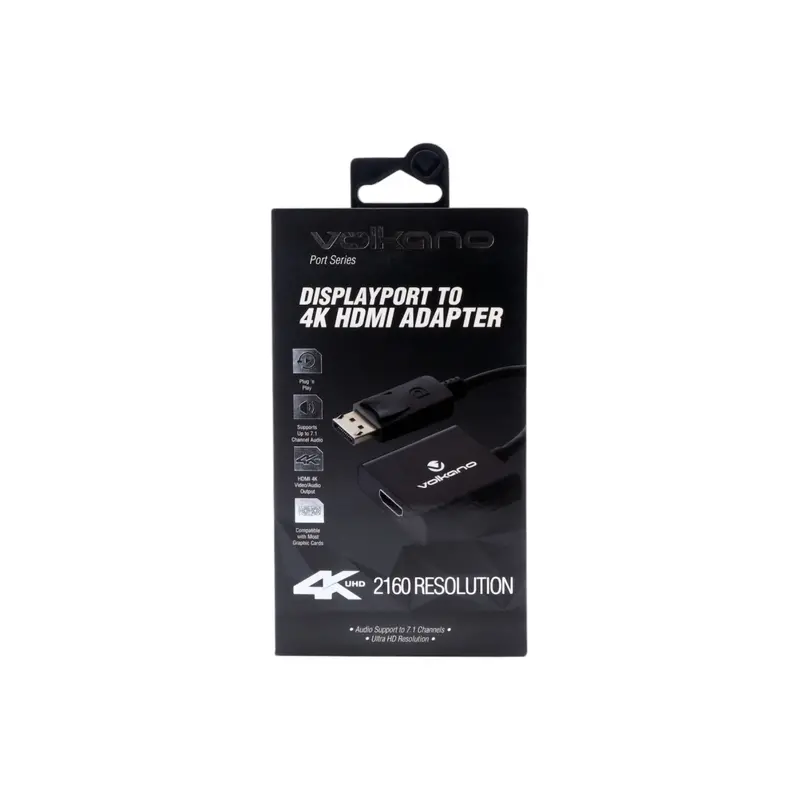 Volkano Port Series Displayport To 4K Hdmi Converter 10Cm - Black 2