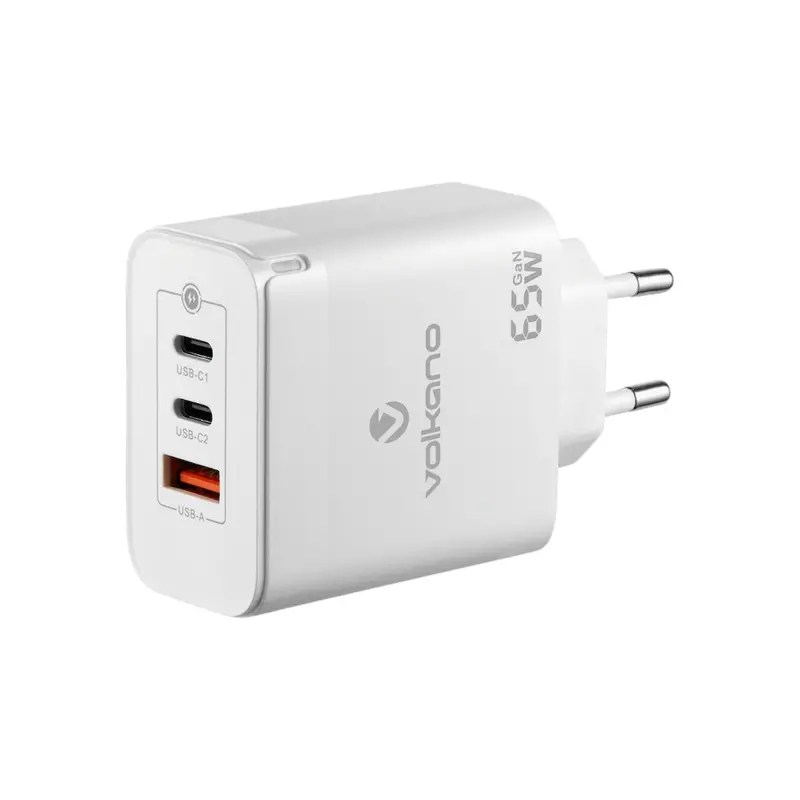 Volkano Potent Trio 65W Gan 3 Port Wall Charger 1