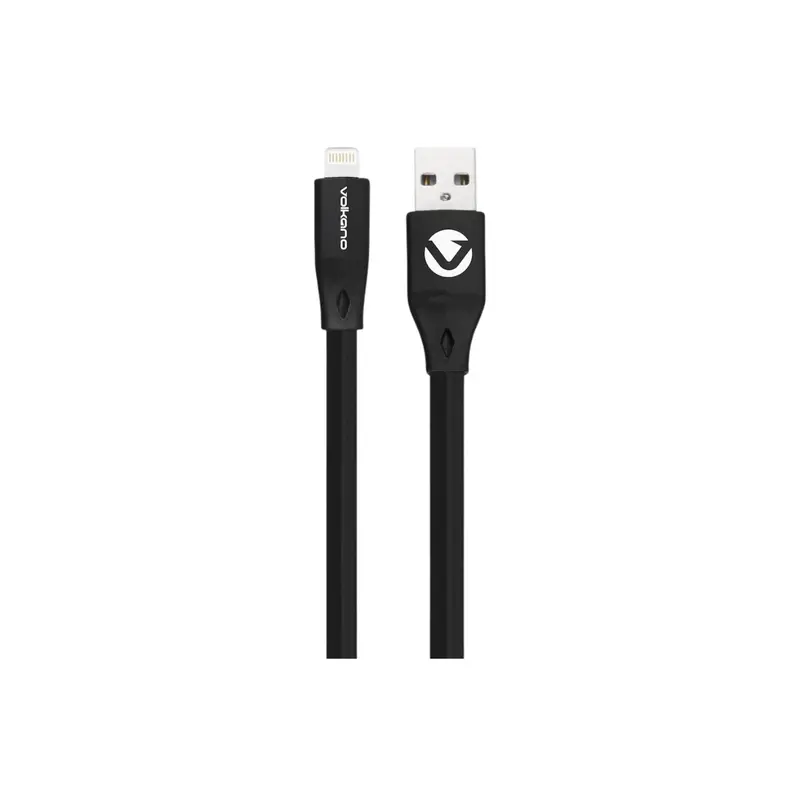 Volkano Slim Series Flat Pvc Lightning Cable 1.2M - Black 1