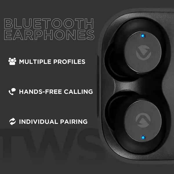 Volkano Taurus Series 2.0 True Wireless Earphones & Charging Case - Black 2