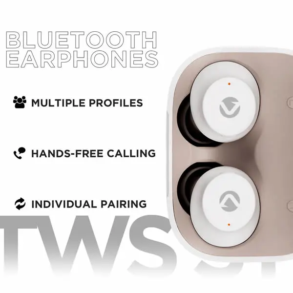 Volkano Taurus Series 2.0 True Wireless Earphones & Charging Case - White 2