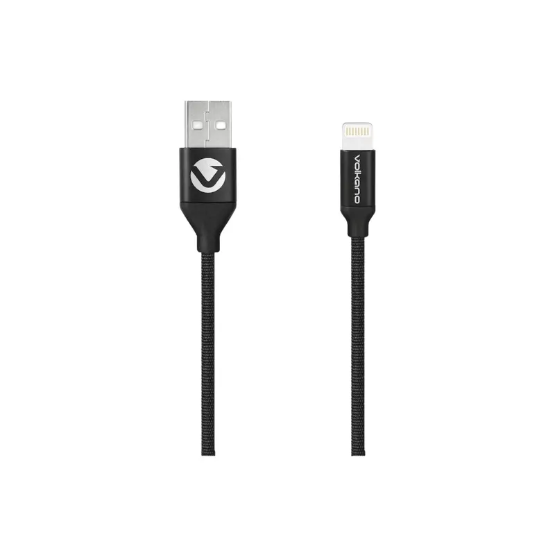 Volkano Weave Series Fabric Braided Mfi Lightning Cable 1.2M - Black 1