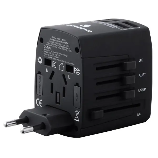 Volkano Worldwide Series Pd 20W + Qc Travel Adapter Plug With 4 Usb Charge Ports - Black 1