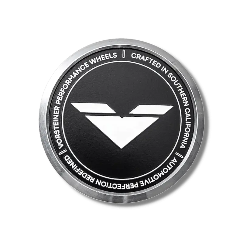 Vorsteiner Aluminium Centre Caps - Black With White Logo 1