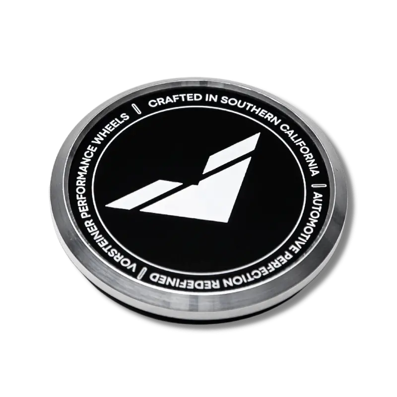 Vorsteiner Aluminium Centre Caps - Black With White Logo 2