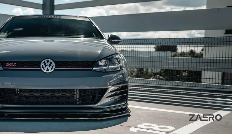 Vw Golf Gti Tcr Evo-1 Gloss Black Front Splitter By Zaero (2017-2019, Mk7.5) 2