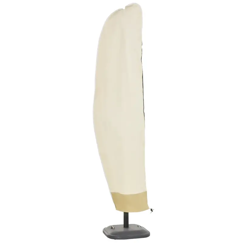 Waterproof Cover With Zipper For 10'-13' Offset Umbrella, Beige 2