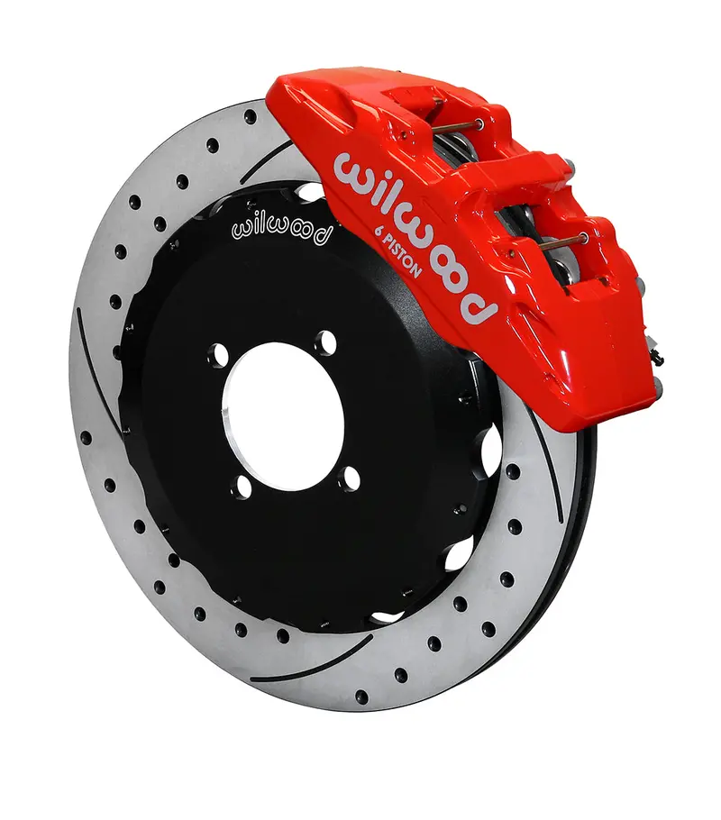 Wilwood Dynapro 6 Front Hat Kit 12.88" Drilled Red 2016-2020 Mazda Mx5 Miata W/ Lines 1