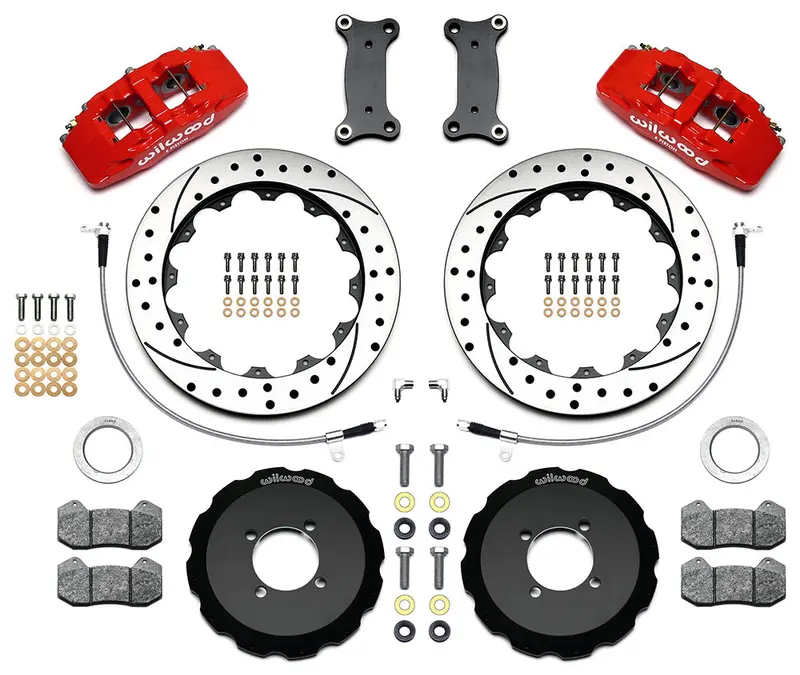Wilwood Dynapro 6 Front Hat Kit 12.88" Drilled Red 2016-2020 Mazda Mx5 Miata W/ Lines 2