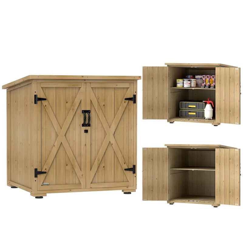 Wood Garden Shed With Adjustable Shelf And Double Doors 1