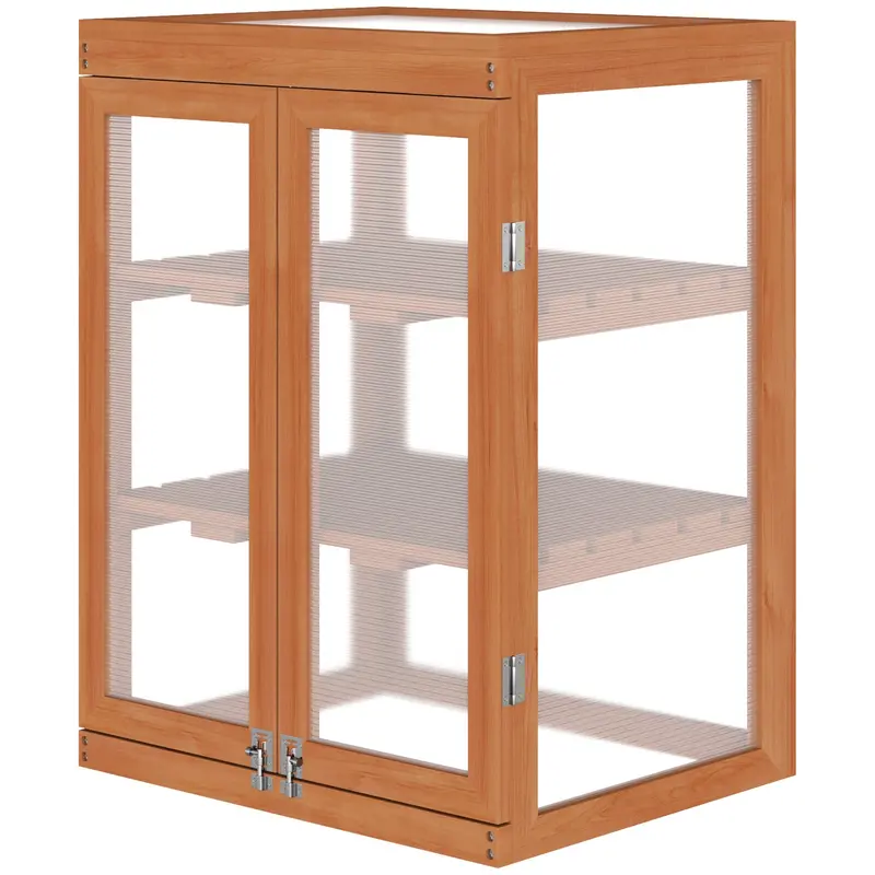 Wooden 2 Tier Cold Frame Greenhouse With Polycarbonate Panels, Orange 2