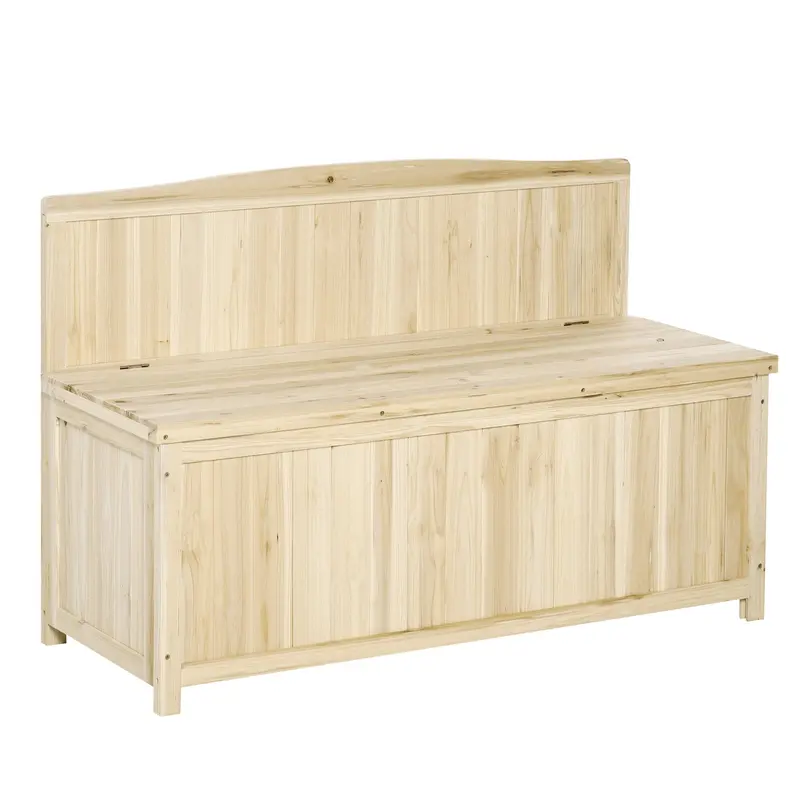 Wooden Garden Bench With Storage Box, Outdoor Patio Seating, 45.3" X 17.7" X 29.5", Natural 1