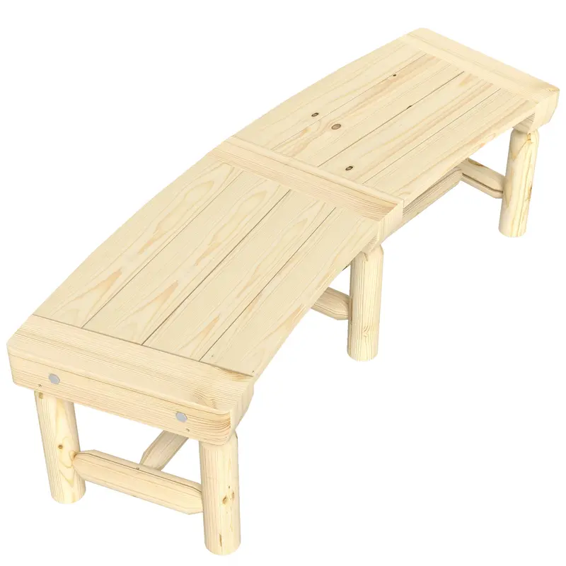 Wooden Outdoor Bench, Wrap Around Tree Bench With Slatted Seat For Yard, Garden, Natural 1