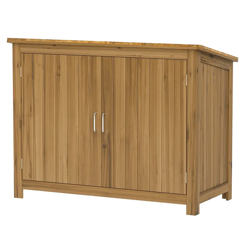 Wooden Outdoor Storage Cabinet With 2 Shelves And 2 Doors, 43" X 20" X 34", Brown 2
