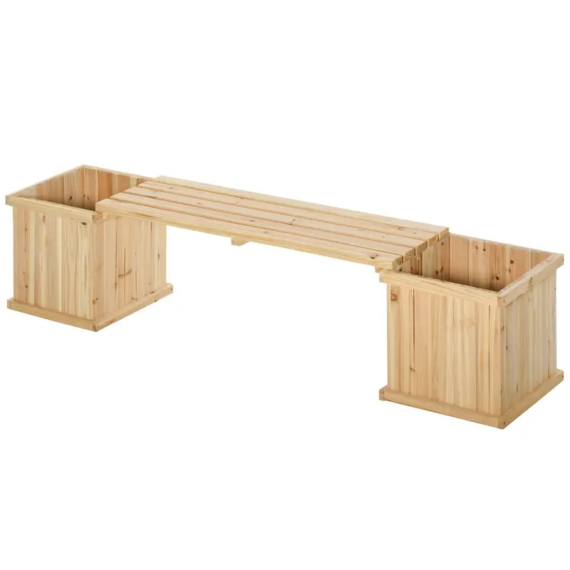 Wooden Planter & Bench Combination, 69.25" X 15" X 15.75", Natural 2