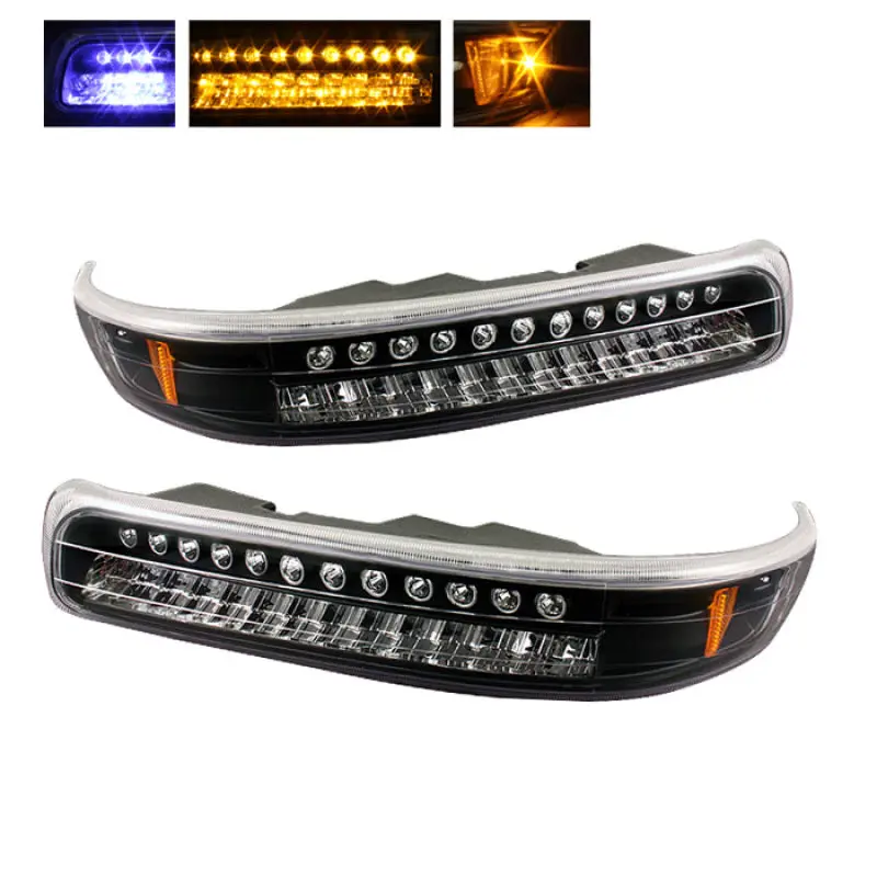 Xtune Chevy Silverado 1999-2002 Led Amber Bumper Lights Black 1