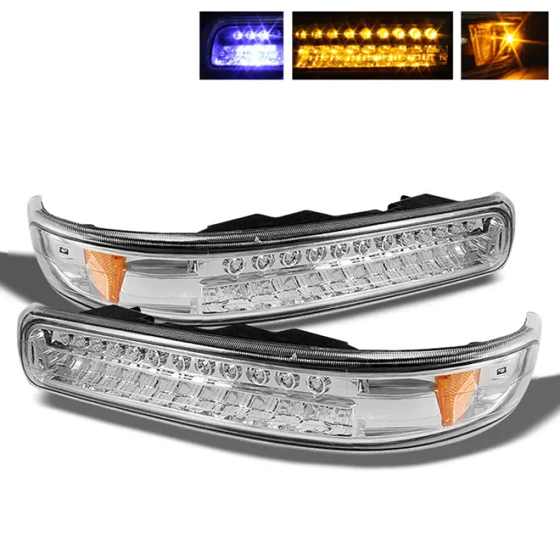 Xtune Chevy Silverado 1999-2002 Led Amber Bumper Lights Chrome 1
