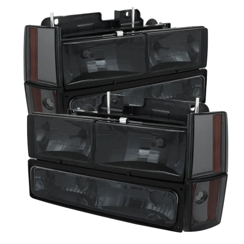 Xtune Gmc Yukon 1992-1993 Crystal Headlights W/ Corner & Bumper Smoke 1