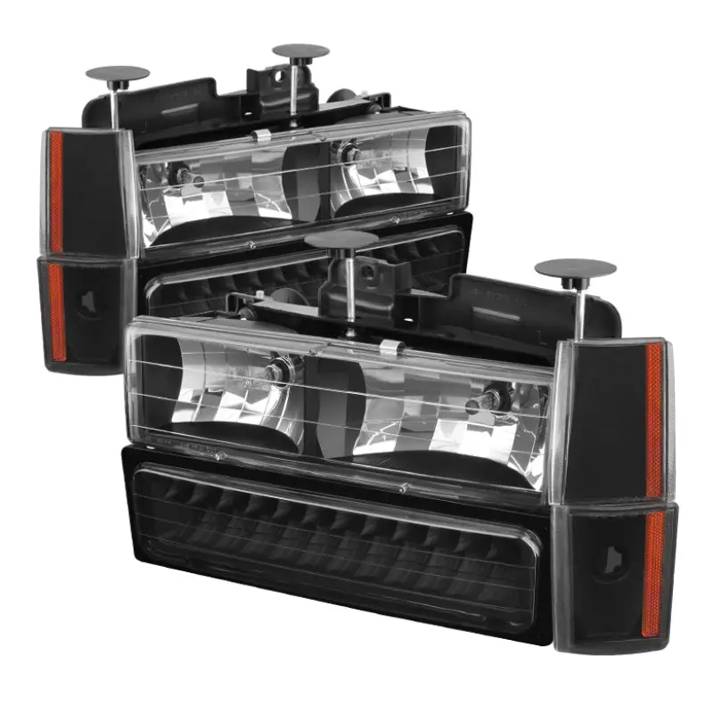 Xtune Gmc Yukon 1992-1993 Crystal Headlights W/ Corner & Led Bumper Black 1