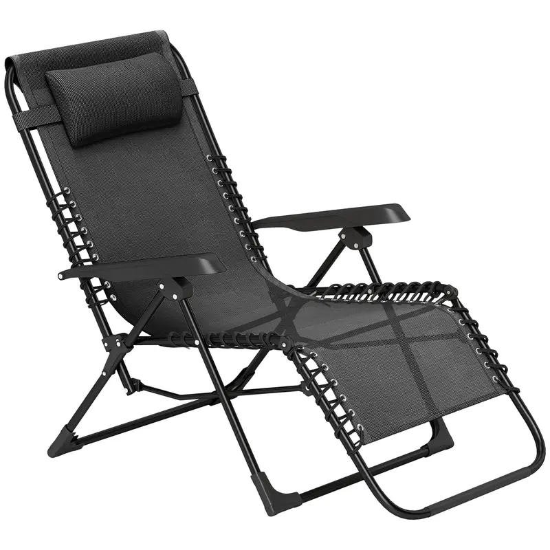 Zero Gravity Chair With 5-Position Backrest And Headrest, Black 1