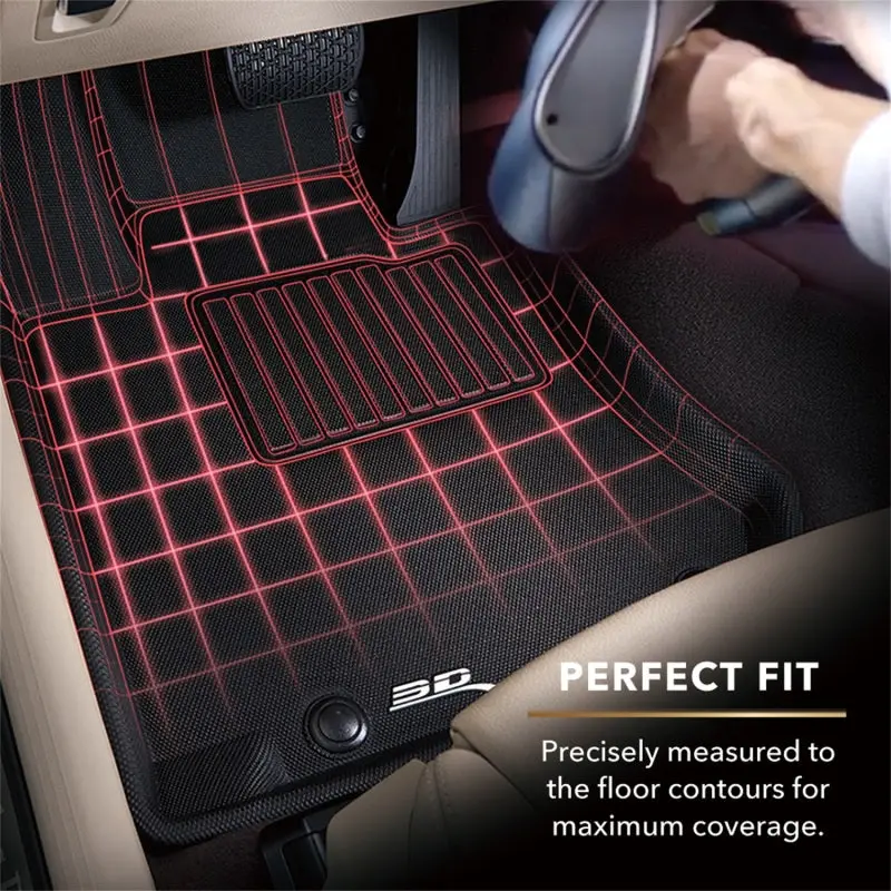 3D Maxpider Custom-Fit Black Floor Mats For 2004–2009 Toyota Prius Kagu – Second Row Only 2