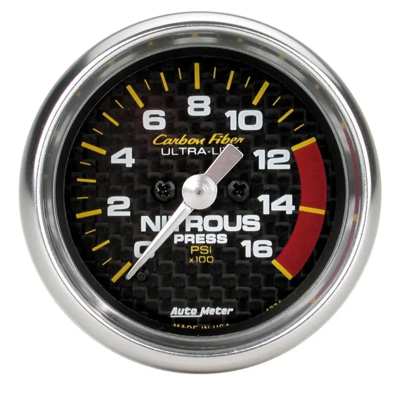 Autometer Carbon Fiber Nitrous Pressure Gauge – 52Mm, 0–1600 Psi, Full-Sweep Electronic Display 1
