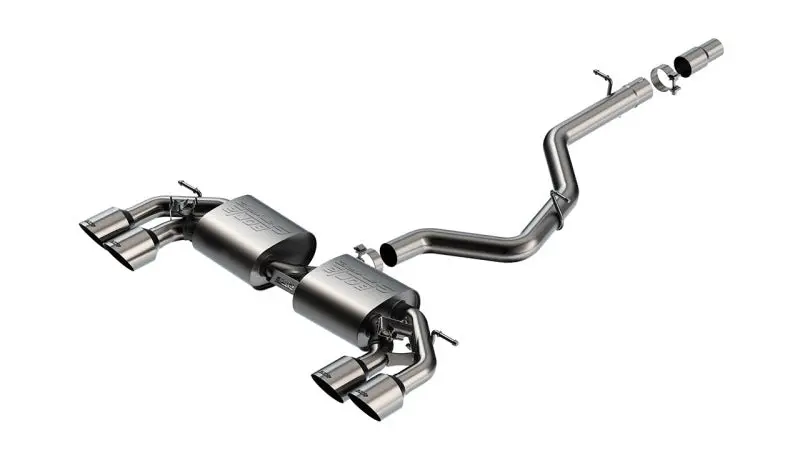 Borla S-Type Cat-Back Exhaust For 2022–2025 Volkswagen Golf R – Dual 4.5" Stainless Tips, Brushed Finish, Logo Embossed 1