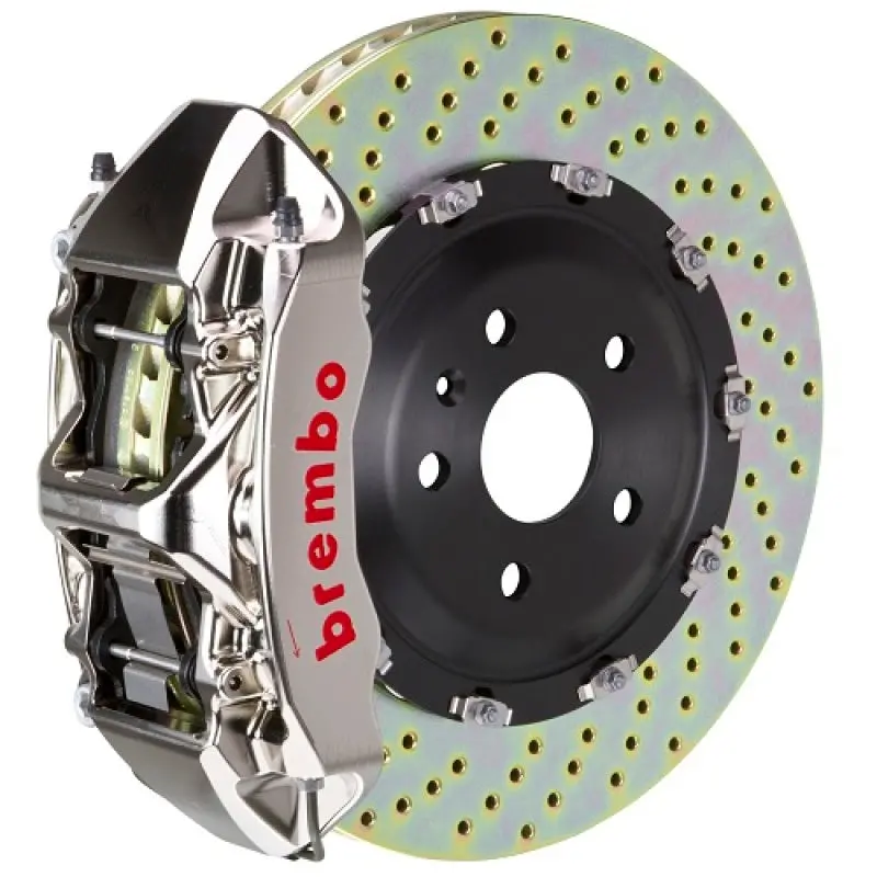 Brembo Sq5 Front Brake Kit: 6-Piston Billet Calipers, 380X34Mm Drilled Two-Piece Rotors – Nickel Plated (2014–2017) 1