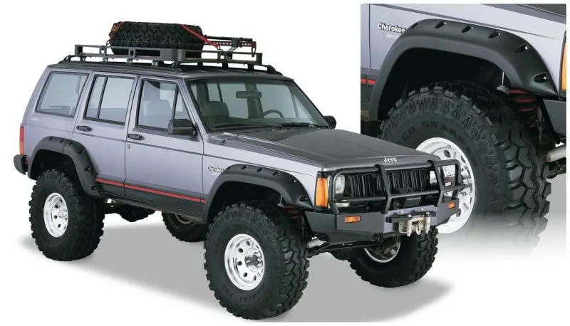 Bushwacker Cut-Out Style Flare Kit – 4-Piece, Black, For 1984–2001 Jeep Cherokee (4-Door Suv Only) 1