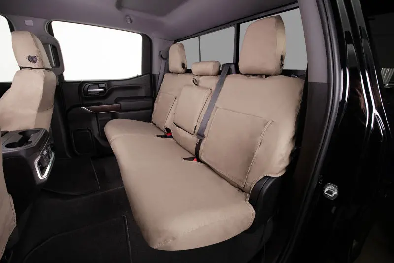 Covercraft Taupe Polycotton Custom Seat Covers For 2016–2024 Nissan Titan Front Row 1