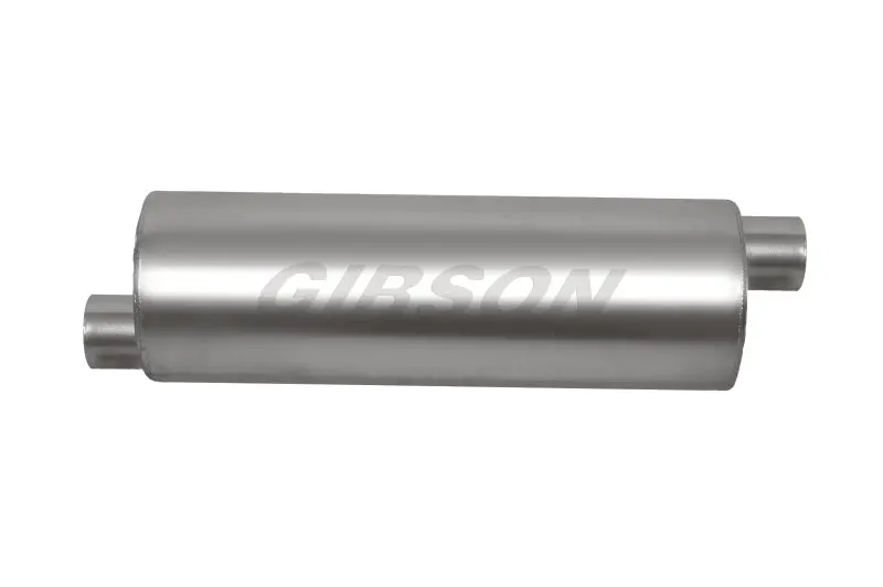 Gibson Superflow Stainless Steel Offset Muffler – 6X24 Inch, 2.5-Inch Inlet/Outlet, Aggressive Tone 1